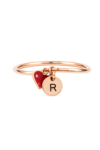 The Initial & Crimson Heart Dangle Ring