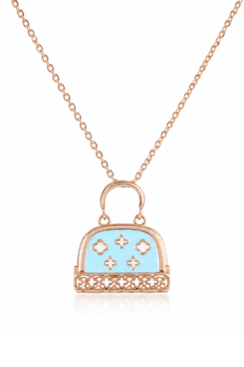 Rose Gold Enamel Handbag Pendant Necklace