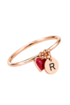 The Initial & Crimson Heart Dangle Ring