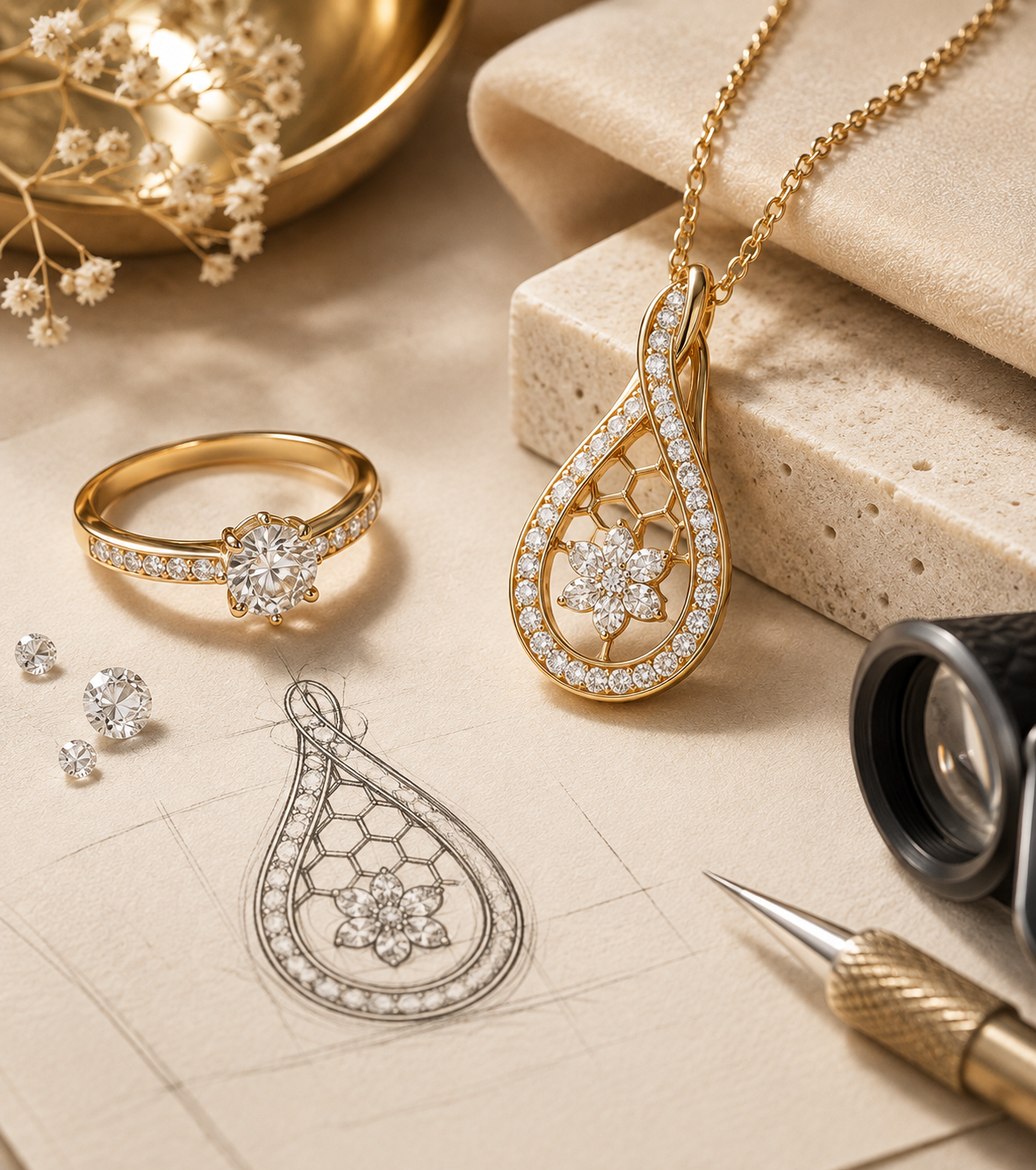 Jewellery artisan crafting 9K gold piece