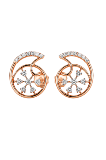 Rose Gold Swirl Snowflake Stud Earrings