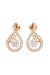 Rose Gold Teardrop Lattice Floral Earrings