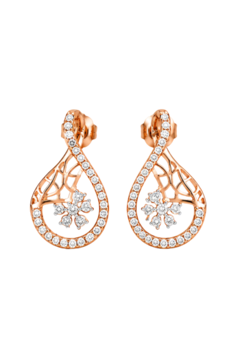 Rose Gold Teardrop Lattice Floral Earrings
