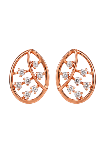 Rose Gold Oval Leaf Cluster Stud Earrings