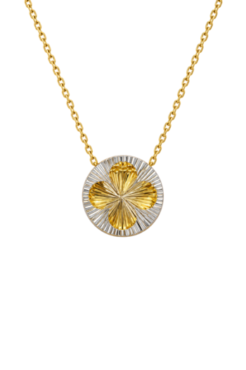 Two-Tone Gold Clover Disc Pendant