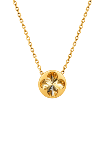 Yellow Gold Recessed Clover Medallion Pendant