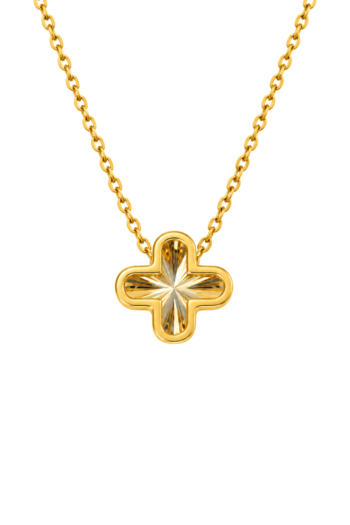 Yellow Gold Clover Sunburst Pendant