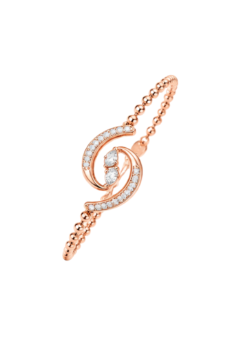 Rose Gold Curved Swirl Bead Bracelet
