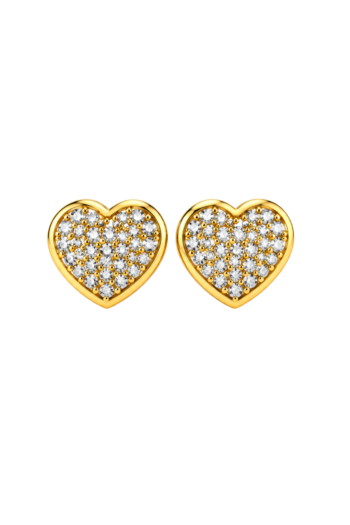 Yellow Gold Pavé Heart Stud Earrings