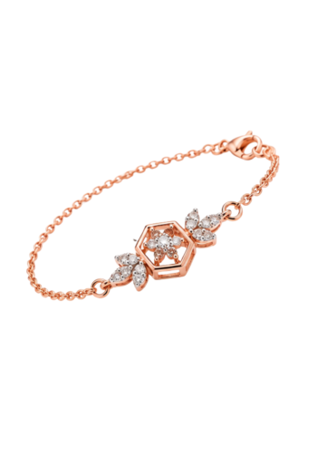 Rose Gold Hexagonal Floral Chain Bracelet
