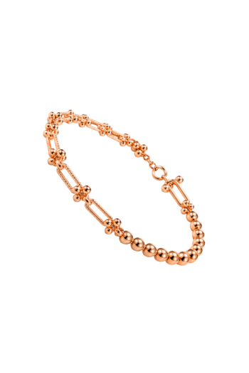 Rose Gold Bead & Textured Link Hybrid Bracelet