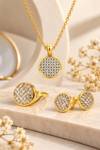 Two-Tone Gold Diamond-Cut Circular Jewelry Set